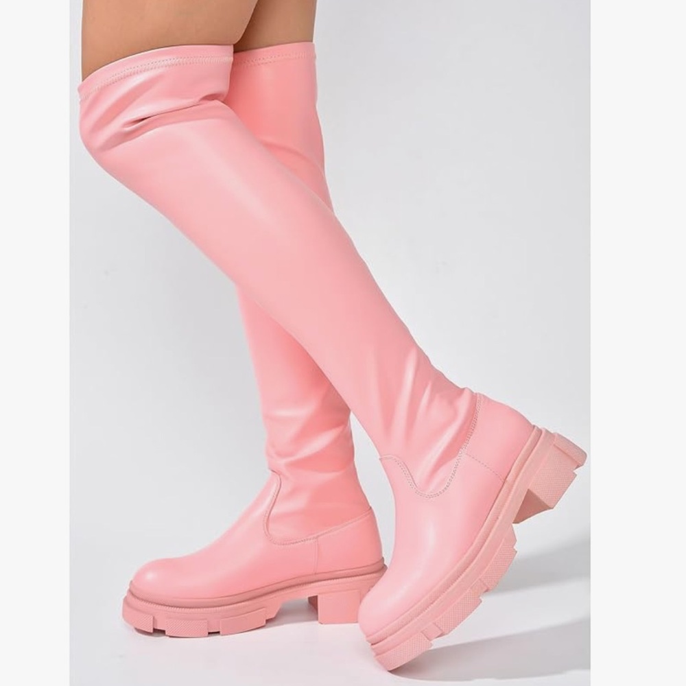 Pink Over the Knee Boots